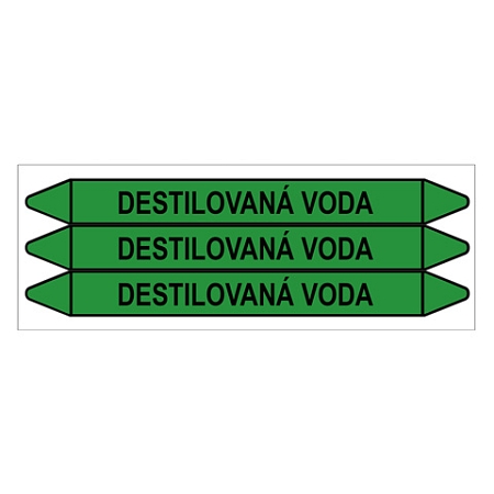 Značení potrubí, destilovaná voda,3 ks, 355 × 37 mm